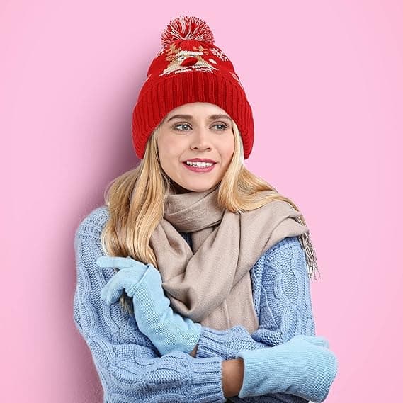 Stickad julmössa med hängande bollbräm Unisex Jul