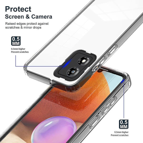 Til Motorola Moto E13 4g 3-i-1 gennemsigtigt telefoncover Kamerabeskyttelse Tpu + Pc faldsikkert etui Black