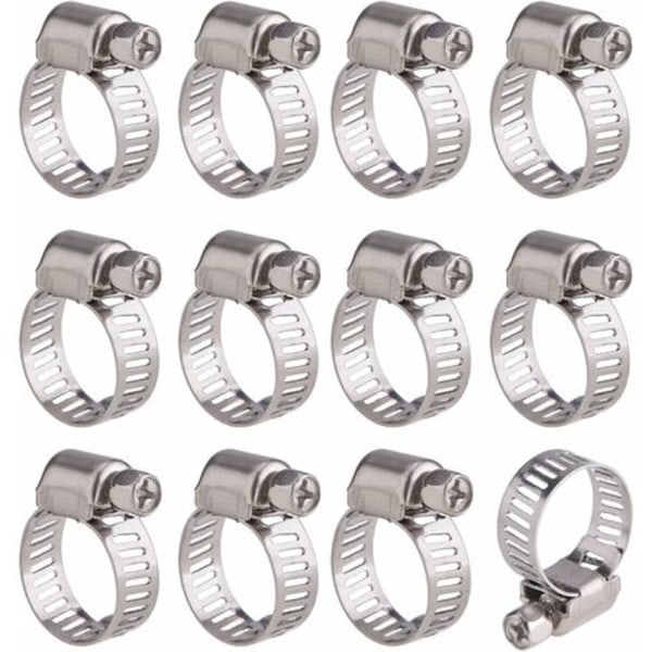 12 stk. justerbar rustfrit stålslangeklemme (8-12 mm) stjerner sort Stars Black M