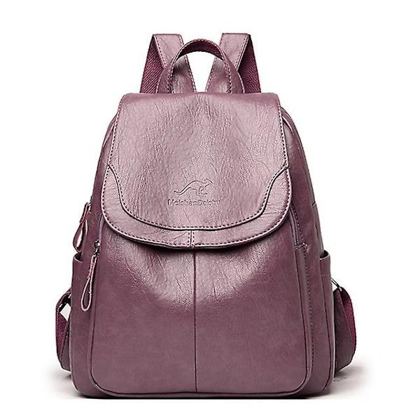 Äkta Läder Ryggsäck för Kvinnor Mode Dam Axelväska Sac A Dos Dam Ryggsäck Mochilas Skolväska för Tonårsflickor 2023 Purple