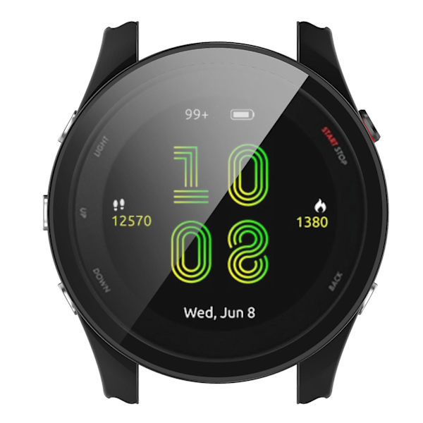 Skyddande skal för Garmin Forerunner 255 - Hård PC med härdat glas för att skydda mot repor och fall Black