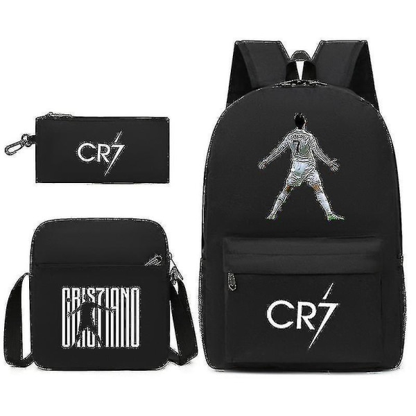 Fodboldstjerne C Ronaldo CR7 trykt rygsæk før og efter eksamen (kun én rygsæk) Black 1 backpack