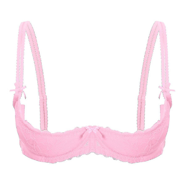 Naisten 1/2 Kupin Push Up Rintaliivit, Rintaliivit, Pitsi, Avattava Rintakuppi, Säädettävät Olkaimet, Sienen Täytetyt Rintaliivit, Alusvaatteet Pink A L