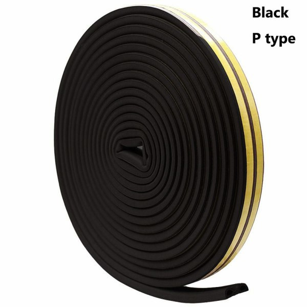 5 / 10m Tætningstæppe Vindue Dør Træk Udelukke Sort Black 5m-I