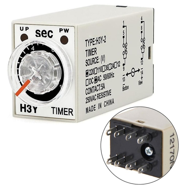H3y-2 H3y Power Delay For Time Temporizador Relay 0-60 Ac 220v Med Base Ny