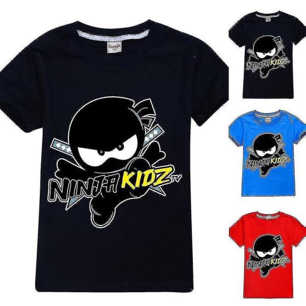 Ninja Kidz Tema T-shirt Barn Pojkar Kortärmad Tecknad T-shirt Toppar Hk Black 11-12 Year