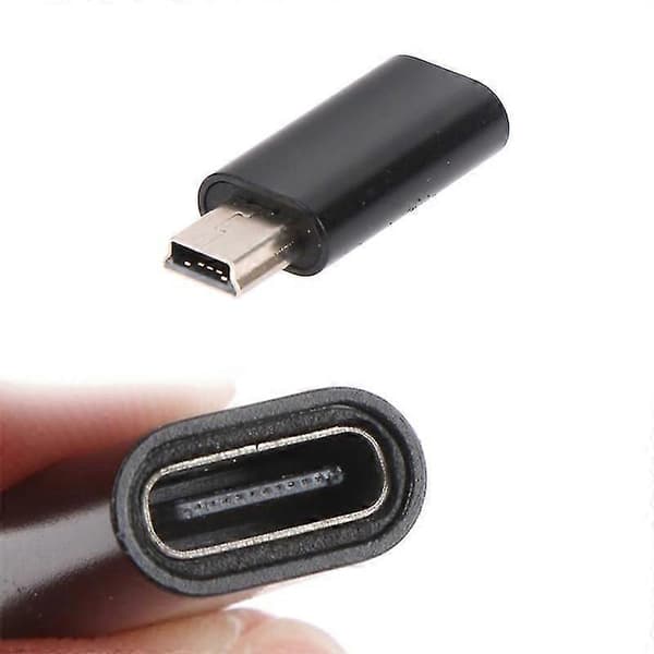 Mini 5 Pin USB -sovitin B-uros USB Type C -naaras Datansiirtoliitin Black 1 Pcs