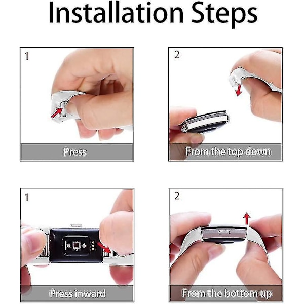 Vaihtohihnat yhteensopivat Fitbit Charge 2:n, Classic & Special Edition -malleille, säädettävät urheilurannekkeet, korkealaatuiset White Small