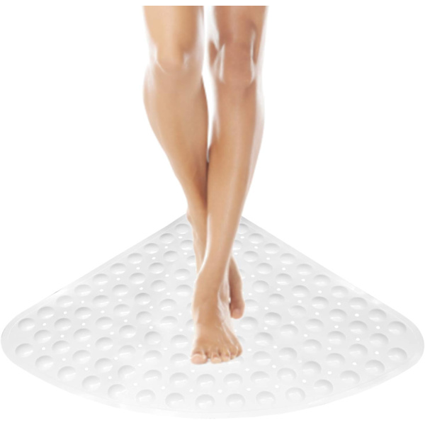 Non-slip Bathroom Mat Triangle Pattern Shower Mat with Suction Cups Q