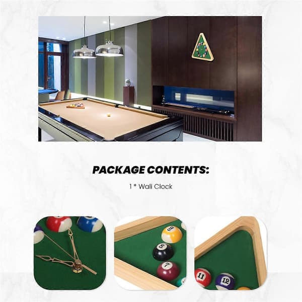 13 inch Billiard Quartz Clock with Solid Wood Frame Wall Clock for Living Room, Bedroom