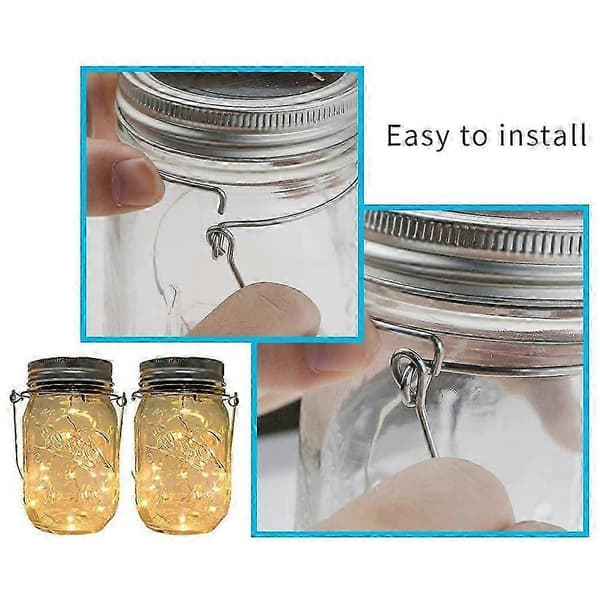 8-pak trådhåndtag i rustfrit stål (Handle-Ease) til sylteglas, Ball Pint-glas, konserveringsglas, Mason Silver