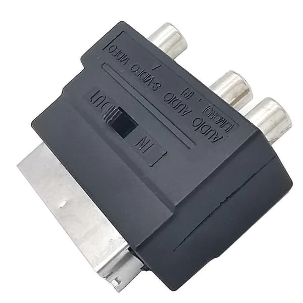 SCART-sovitinpistokeliitin 21P-sovitin SCART-AV 3RCA-kytkimellä Black