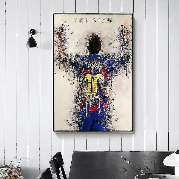Messi Fodboldstjerne Omgivende Plakat Vægmaleri Soveværelsesdekoration Korridor Veranda Vægdekoration Maleri 30*40cm