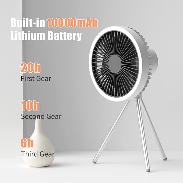 7 tommer LED hængende ventilator med stativ USB campinglamper med F