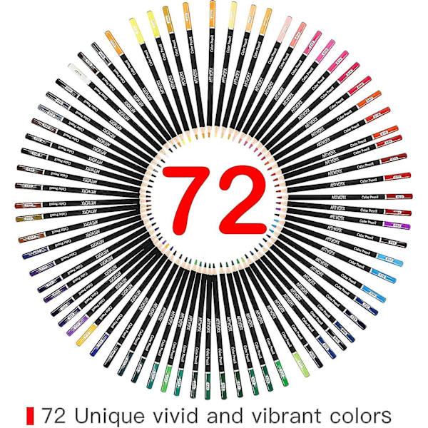 Ammattimainen värikynäsetti 72 värillä, vetoketjullinen kotelo, Luminance Map -värikynät numeroilla, pehmeä sydän aikuisille taiteilijoille