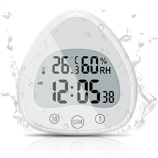 Bathroom Clock, Digital Alarm Clock, Shower Clock with Waterproof Touch, Waterproof Timer Thermometer Portable Display Clock
