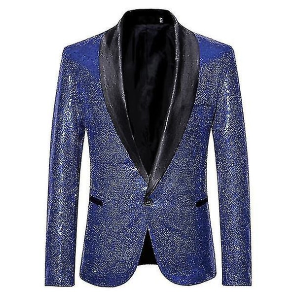 Menners Sequin Casual Blazer til Bryllup og Fest blue M