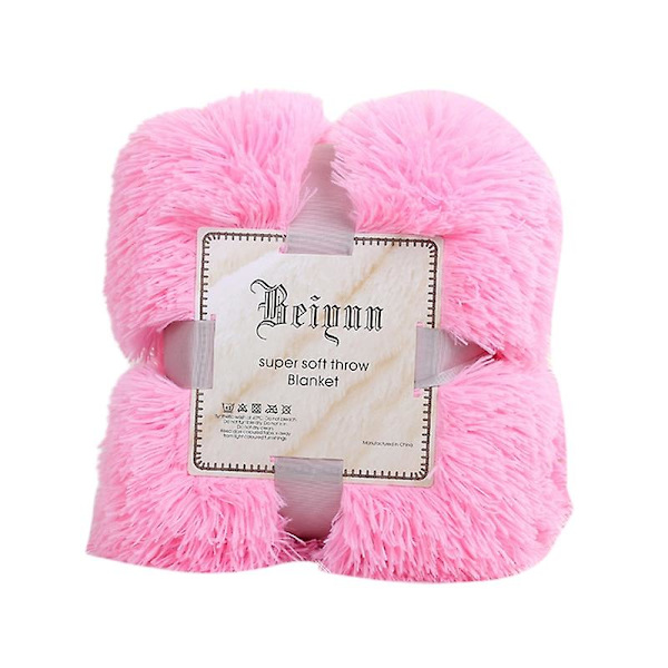 80x120cm Mjuk och Fluffig Shaggy Varma Sängsoffa Sängöverkast Sängkläder Pläd Throw Blanket Jikaix Pink