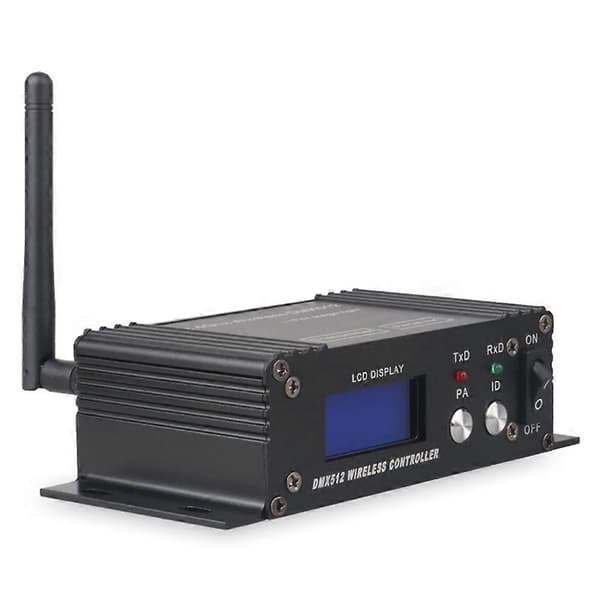 DMX 512 Trådløs Controller Modtager Sender LCD-skærm Justerbar Strøm til Disco DJ Party St Black