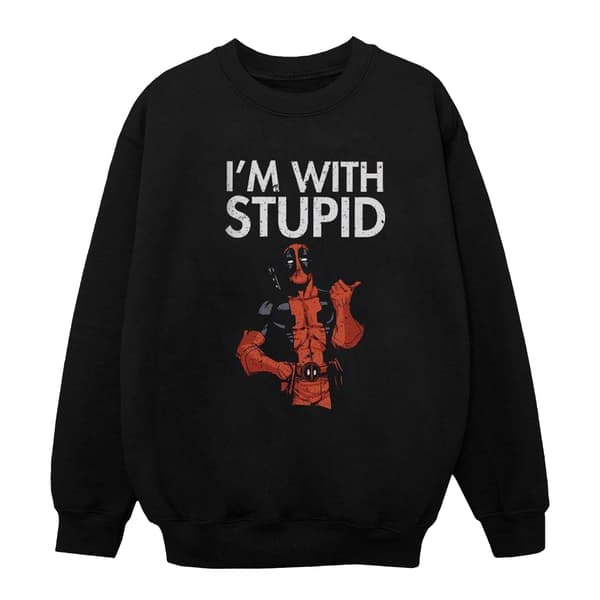 Marvel Dame/Kvinner Deadpool I´m With Stupid Sweatshirt S Svart Black S