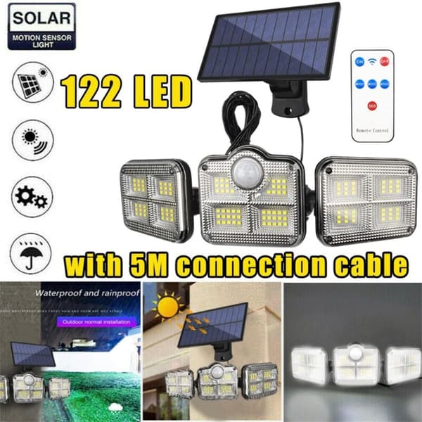 Solar Lights Outdoor with Motion Sensor, 360° Rotatable, IP65 Waterproof, 122 LED