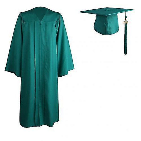 2022 Vuxen Zip Closure University Akademiska examen Klänning Mortarboard Cap Emerald Green S