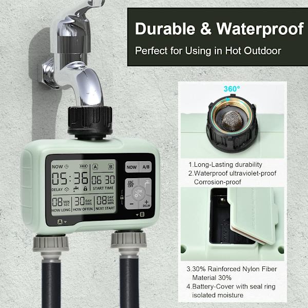 2-Way Automatic Garden Waterer, 2-Outlet Irrigation Timer