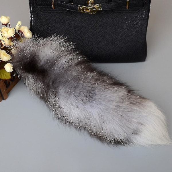 Plysch-räv svans Nyckelring Furry Animal Tail Nyckelring Nyckelring 40cm Animal Tail A