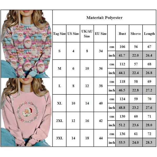 Dam Julrundhalsad Tröja Tomte Lös Pullover A A XL