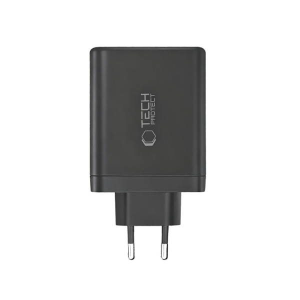 Tech-Protect 120W Vægoplader PD QC3.0 USB-C/USB-A Sort 280