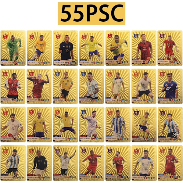 55 stk. 2022/23 VM Fodboldkort, UEFA Champions League, Fodboldkort, Guldfilkort, Ingen Duplikater gold