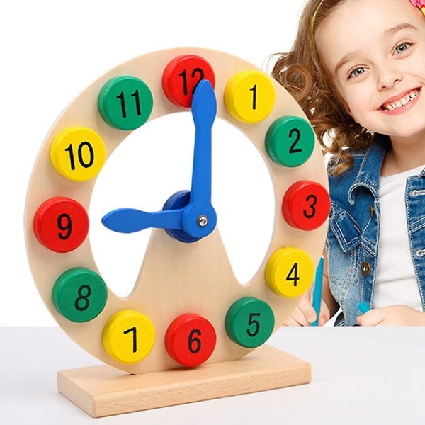 Analog Klocka Leksak Trä Utvecklande Slät Kreativ Söta Lärande Klocka Pedagogisk Leksak Utvecklande Kreativ Rolig Simulerad Ihålig Undervisning Slät
