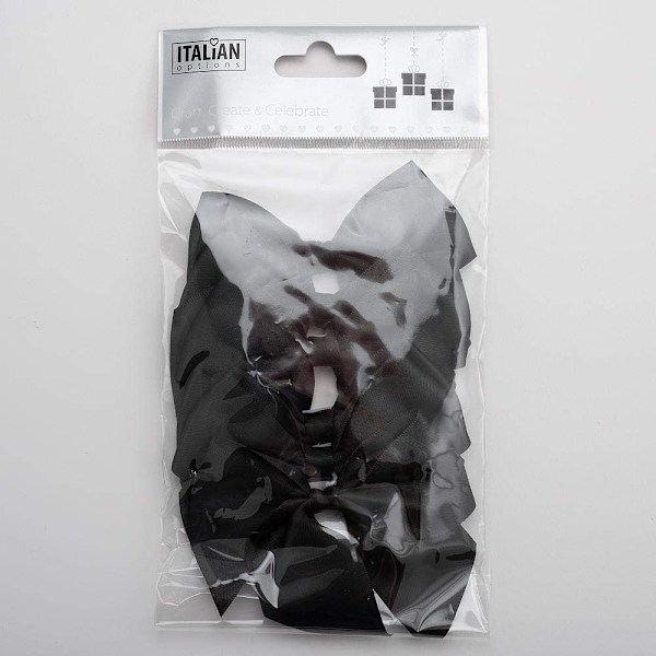 Stora Satinbandrosetter Självhäftande 10-pack, 10 cm Rosett Bredd, Svart