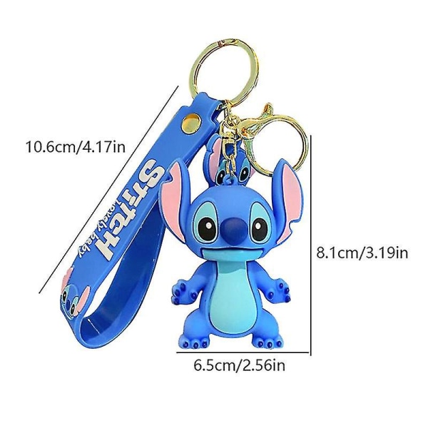 Anime Stitch Nyckelring Söt Docka Nyckelring Mode Par Väska Ornament Blue