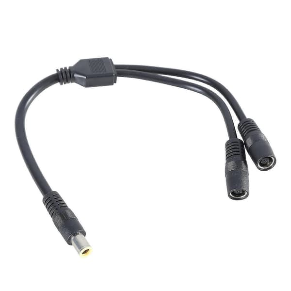 DC7909 Y-splitter adapterkabel 7,9x5,5 mm strømkabel 1 han til 2 hun til opladning af solpaneler 30 cm lang sort