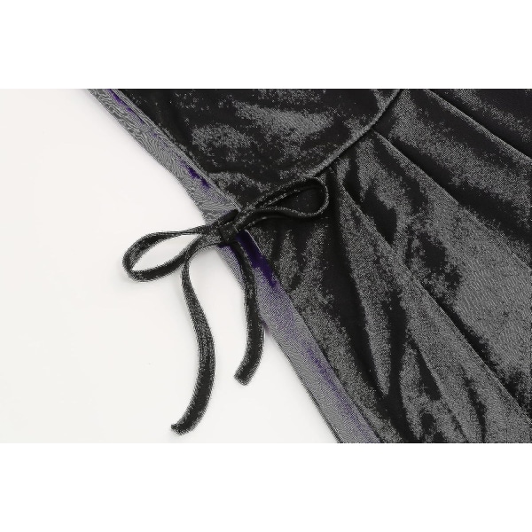 Vendbar kappe for voksne og barn, påske nyttår kappe finkjole vampyr heks trollmann Rollelek kappe-zong Black Purple 130cm