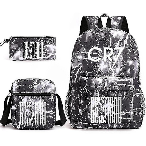 Mode Cr7 3-delt Sæt Rygsæk Mochila Nye Studerende Kapacitet Skoletasker Bookbag Rejsetaske 3 Only satchel