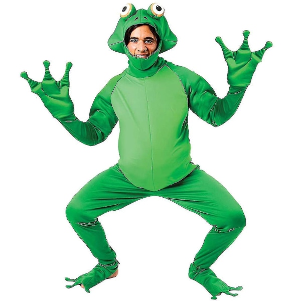 Men Halloween Frog Costume, Open Face Jumpsuit Bodysuit Frog Costume Women Funny Clothings-9