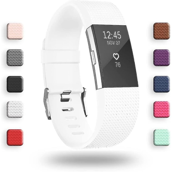 Erstatningsbånd Kompatibelt med Fitbit Charge 2, Classic & Special Edition Justerbare Sport Armbånd Høy Kvalitet White Small