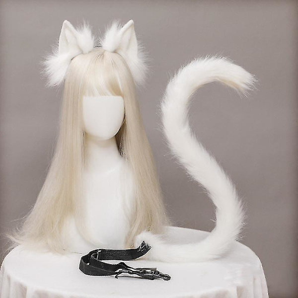 Plush-kissat korvat Realistinen Lolita-pääpanta Kissanhäntä Cosplay-tarvikkeet Käsintehty Simuloitu Eläimen Korvat Halloween-pääpanta Kawaii Red-tail