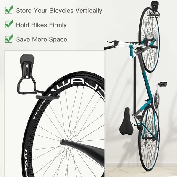 Bike Hooks Bundle, Iron Hangers, Heavy Duty L-Shaped Storage Wall Mount, Practical Vertical Bicycle Rack for Home Garage, Black