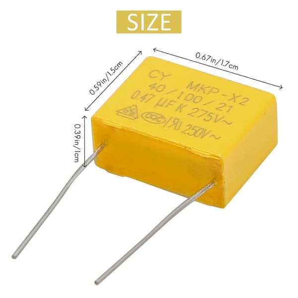 AC 275V 0.47uF polypropeenikalvokondensaattorit 10 kpl yellow