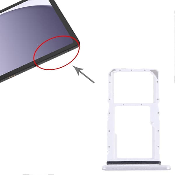 For Samsung Galaxy Tab A9+ Original SIM + Micro SD-kortskuff Silver