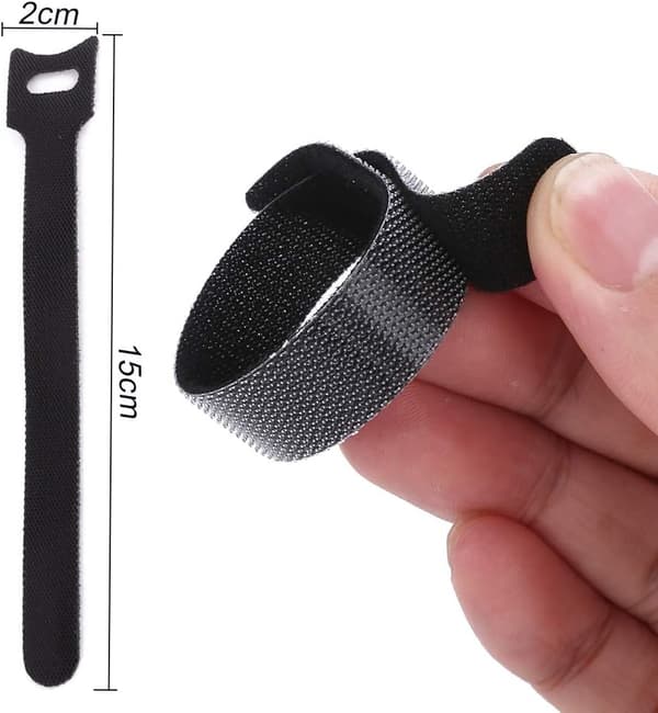 Kabelbindere, 150 stk. kabelbindere, kabelbindersæt, kabelbinderstropper, genanvendelig velcro, kabelarrangør (150 stk.)