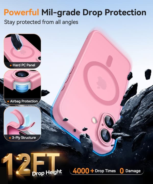 Magnetic Case for iPhone 16 Pro Max with Full Camera Protection [MagSafe Compatible] [Transparent Matte] Protective Phone Case, Hot Pink Cl Clear iPhone 14 Pro Max