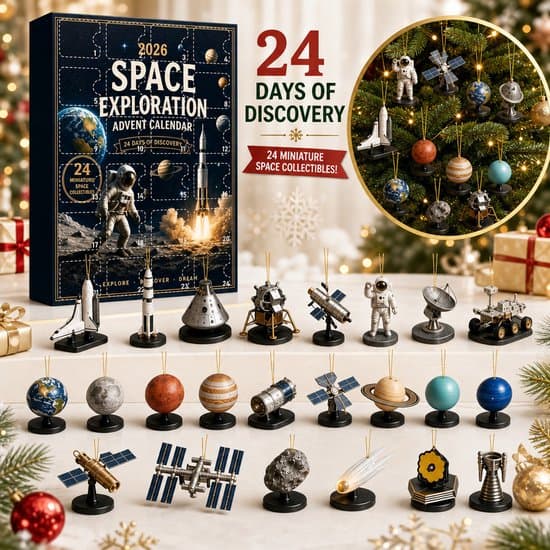 Julekalender blind box med 2D-akrylpynt med romtema, 24-dagers nedtelling, astronaut, planeter og romfartøy
