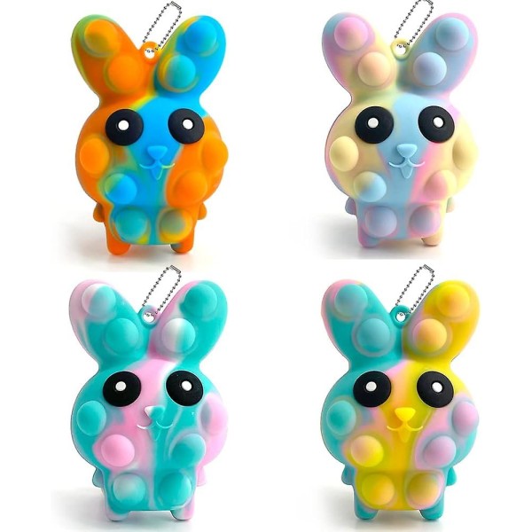 Pack Pop Fidget som påskdekorationer Påskkanin Tryckbubbla Sensorisk leksak Påskdekoration Kanin Klämleksak som påskkorgsprylar Påskgåvor Fo Giallo