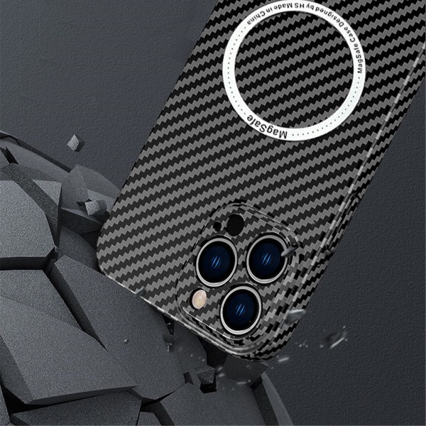 Hiilikuitu Magsafe- case , joka on yhteensopiva iPhone 15 Pro Max/15 Pro kanssa, erittäin ohut magneettinen langaton cover Black Blue For iPhone 15 Pro Max-15 Ultra