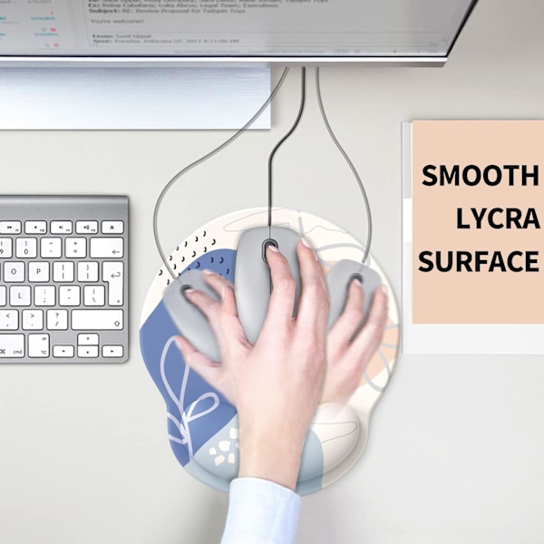 Musematte med håndleddstøtte, ergonomisk gelmusematte, for bærbare datamaskiner, smertelindrende musematte med sklisikker PU-base (Lush Greenery)