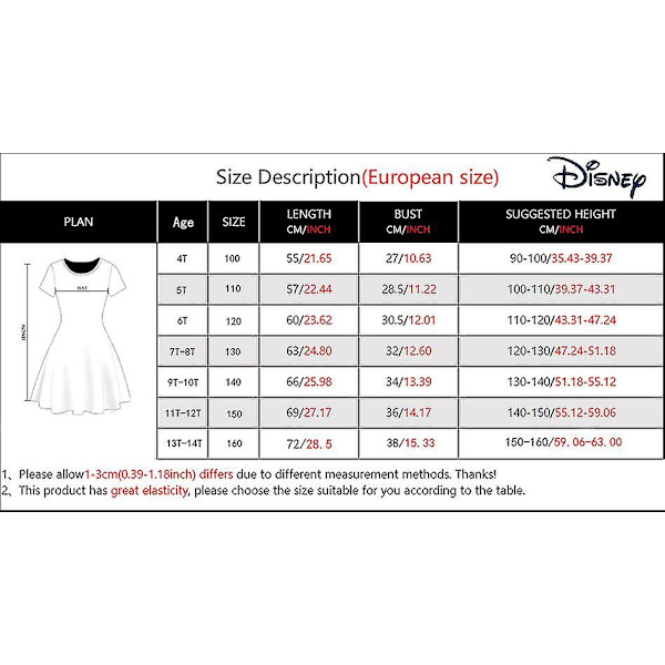 Alice i Underlandet Barnklänning Disney Cosplayer Tryck Casual Cartoon Sport Barnprinsessklänning 1-12 År Gammal 110CM